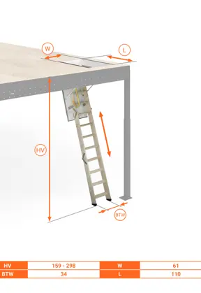 Einziehbare Holztreppe für Decken