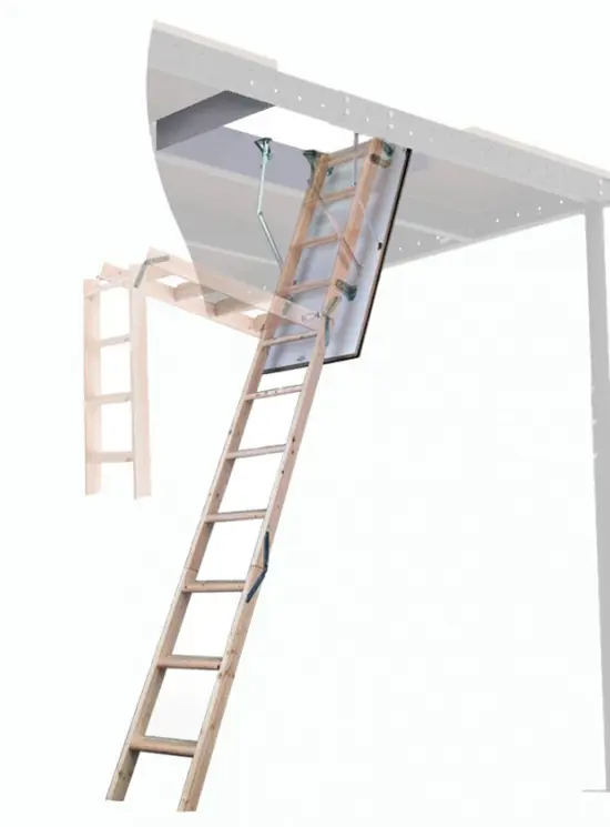 Einziehbare Holztreppe für Decken