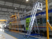 Telescopic platform for trains maintenance