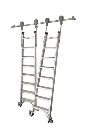 Wheeled shelf ladder 