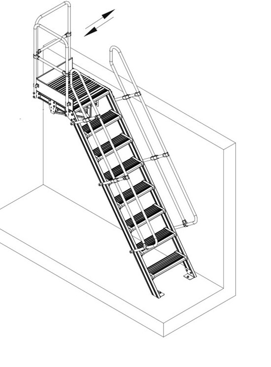 Aluminium access ladder 45°