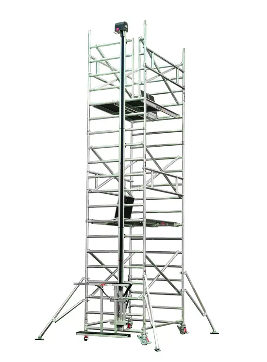 Tempo Shuttle scaffolding with lifting system for photovoltaic panels