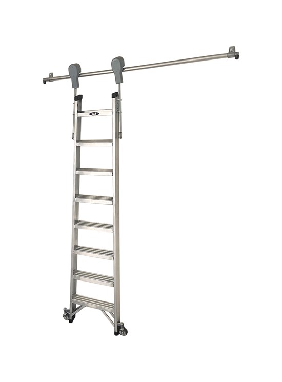 Wheeled shelf ladder 