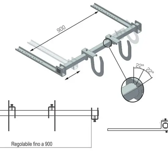 Double adjustment ladder hook