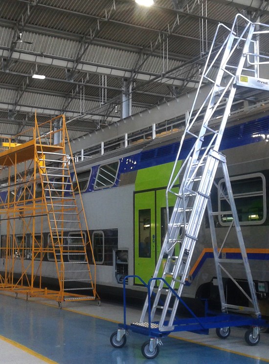 Telescopic platform for trains maintenance