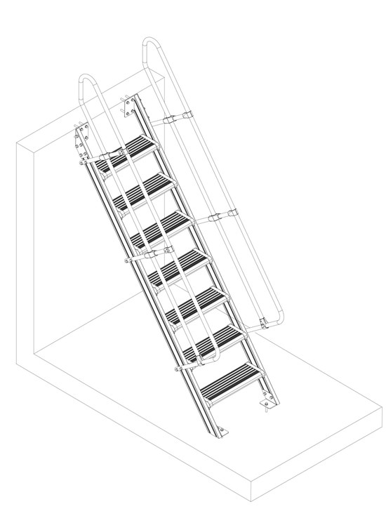 Aluminium access ladder 54°