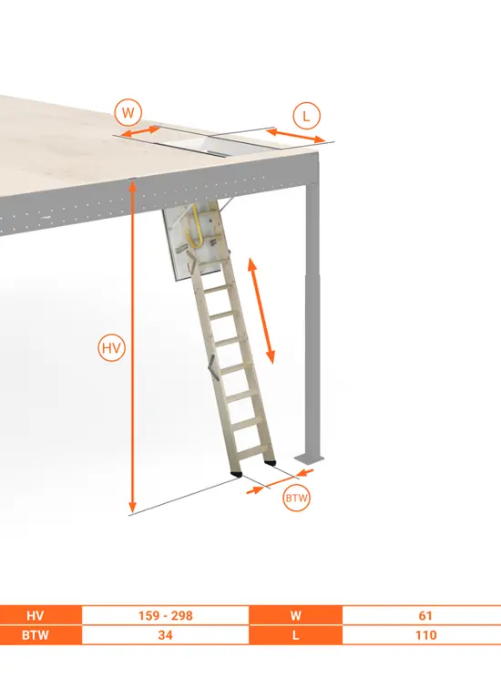 Retractable wooden staircase for ceilings