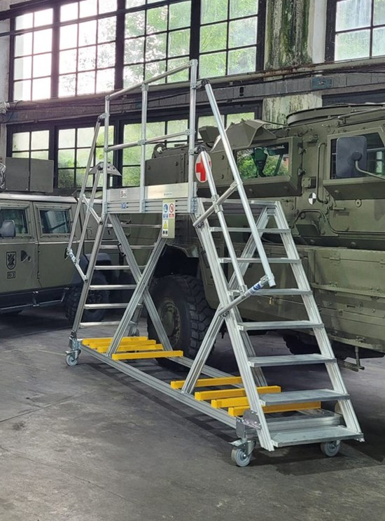 Telescopic ladder for access to containers