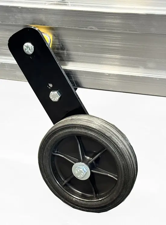 Transport wheels for extension ladders