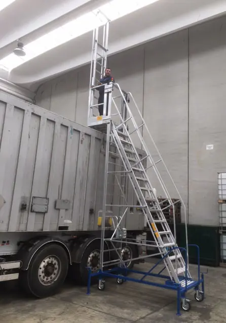 Telescopic ladder for access to containers