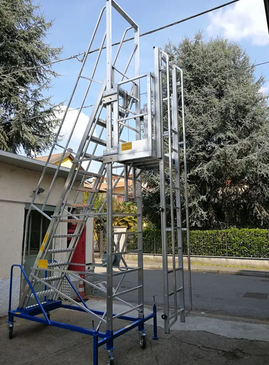 Telescopic ladder for access to containers