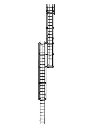 Gabbia - Escalera de gato con aros de protección y desembarco a 10,96 m