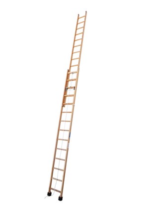 S2F - Escalera de madera de 2 tramos extensible con cuerda