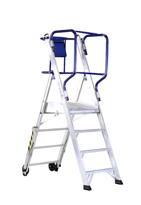 Fly - Escalera de almacén con plataforma con guarda-cuerpo 360º