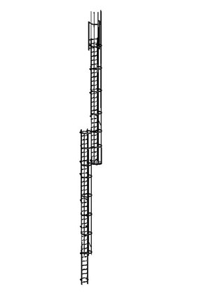 Gabbia - Escalera de gato con aros de protección y desembarco a 16,56 m