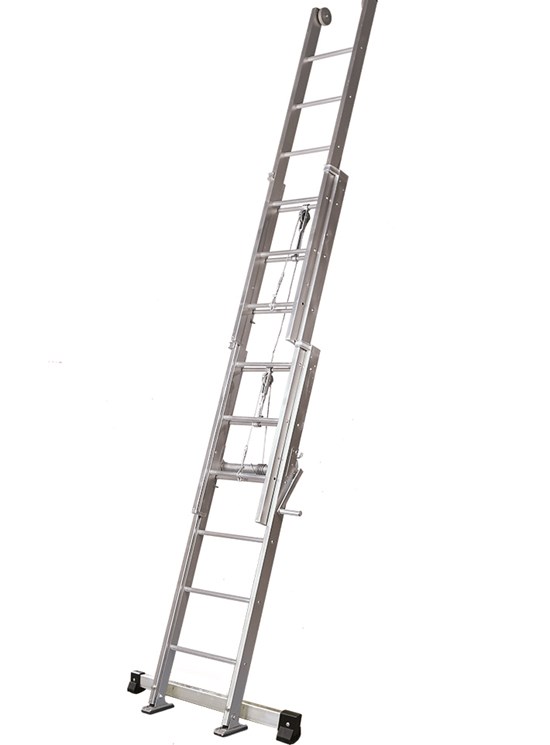 Arganello - Escalera de aluminio de 3 tramos extensible con manivela