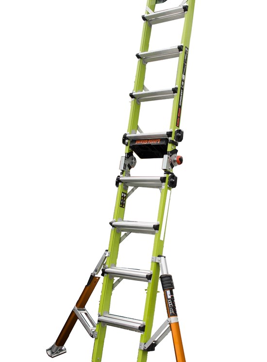 Conquest - Escalera transformable de fibra de vidrio con estabilizadores superprofesional