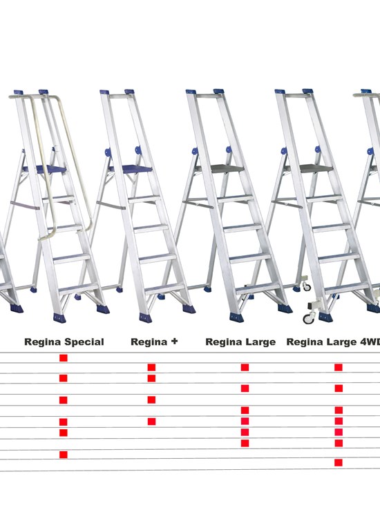 Regina Maxi - Escalera de almacén con plataforma de aluminio