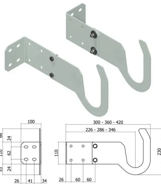 GANCHOS DE FIJACION A PARED REGULABLES