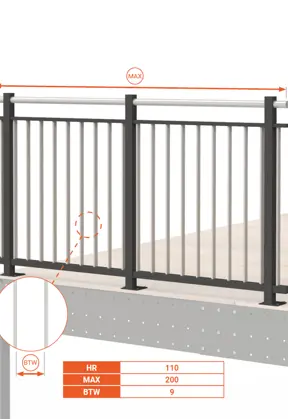 BALAUSTRA UNIVERSALE A DOGHE ALTEZZA cm 110
