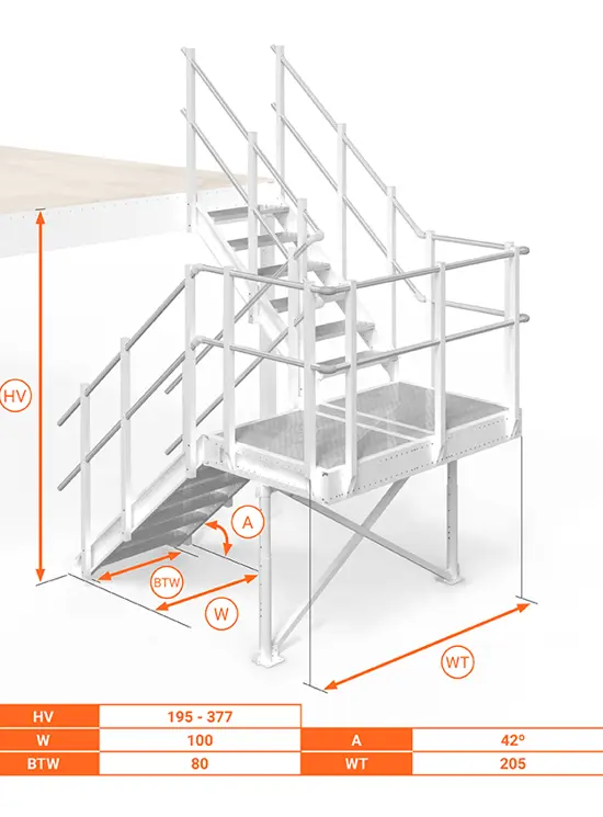 Scala Comoda 42° a U con pianerottolo 