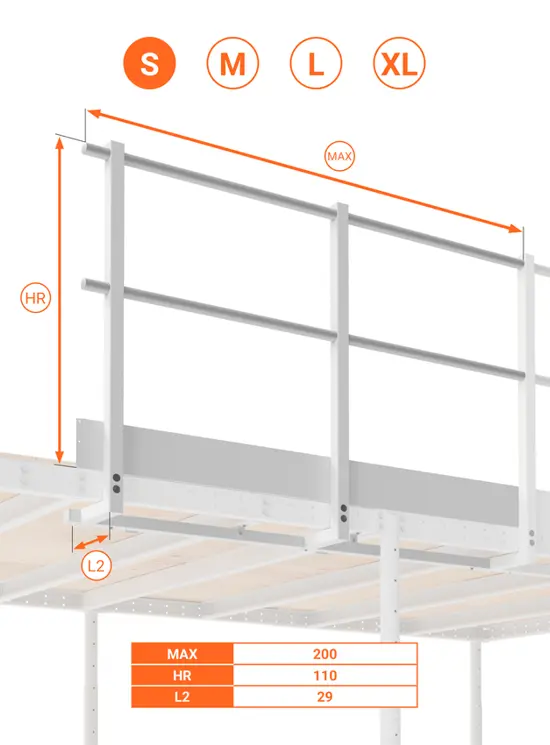 BALAUSTRA CON FERMAPIEDE ALTEZZA cm 110