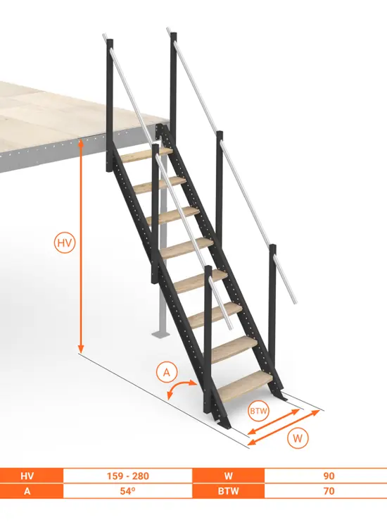 Scala Comoda 54° Gradini in legno