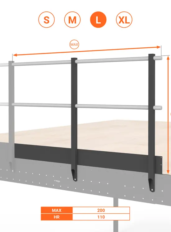 BALAUSTRA CON FERMAPIEDE ALTEZZA cm 110