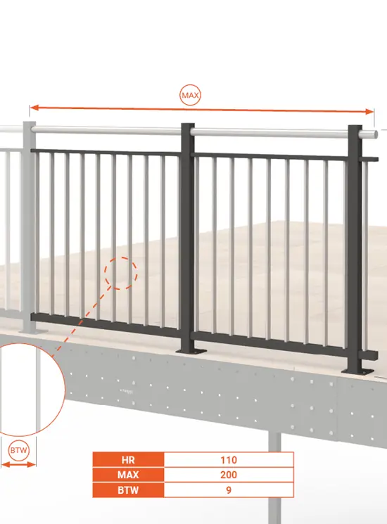 BALAUSTRA UNIVERSALE A DOGHE ALTEZZA cm 110