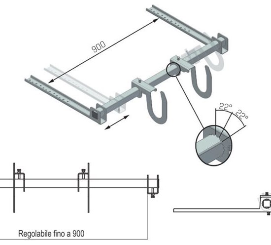 Gancio scala doppia regolazione