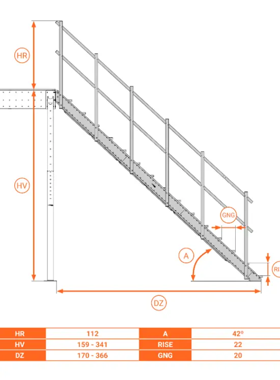 Scala Comoda 42° Gradini in Acciaio