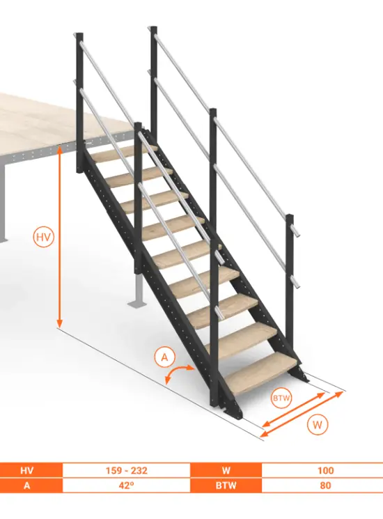 Scala Comoda 42° Gradini in Legno