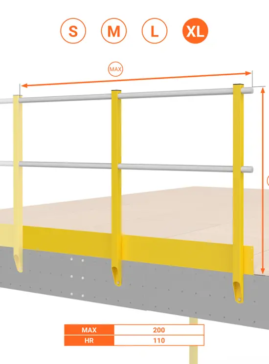BALAUSTRA CON FERMAPIEDE ALTEZZA cm 110