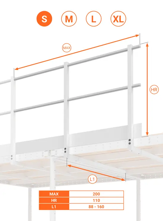 BALAUSTRA CON FERMAPIEDE ALTEZZA cm 110