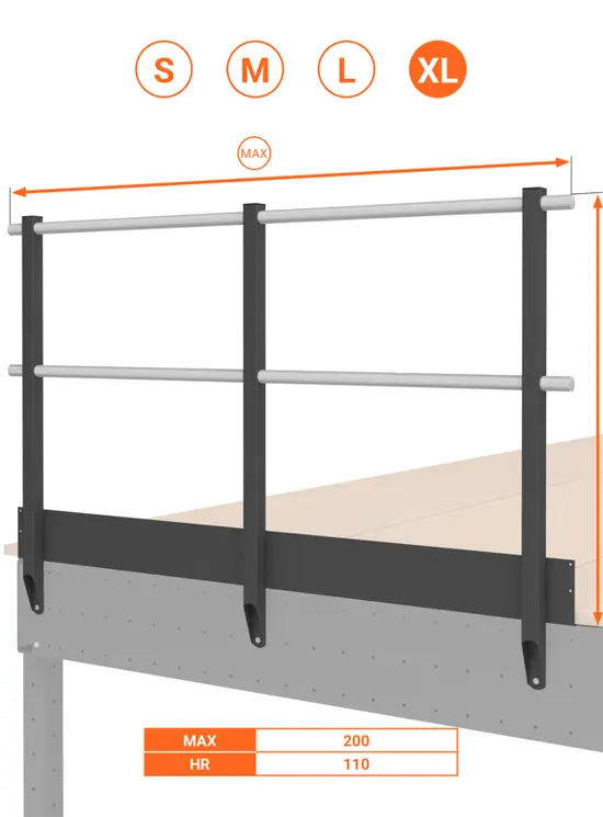 BALAUSTRA CON FERMAPIEDE ALTEZZA cm 110
