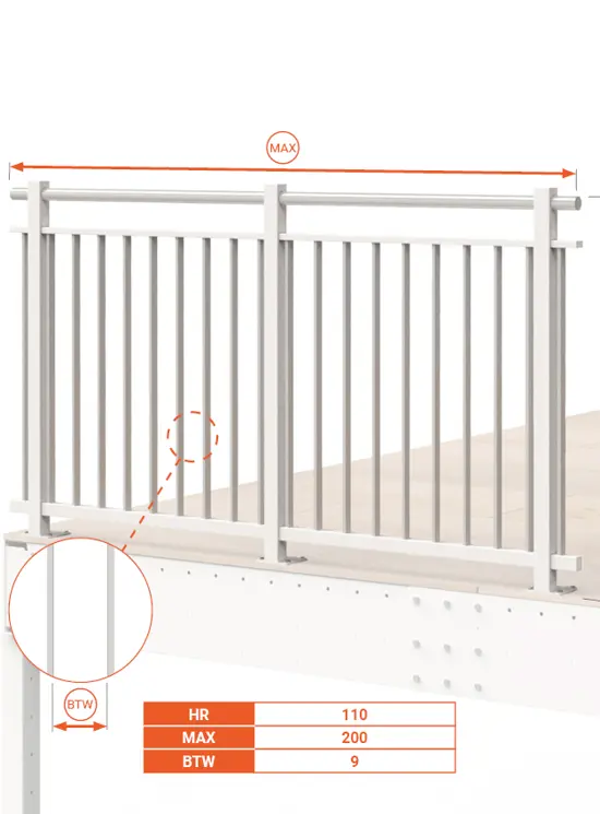BALAUSTRA UNIVERSALE A DOGHE ALTEZZA cm 110