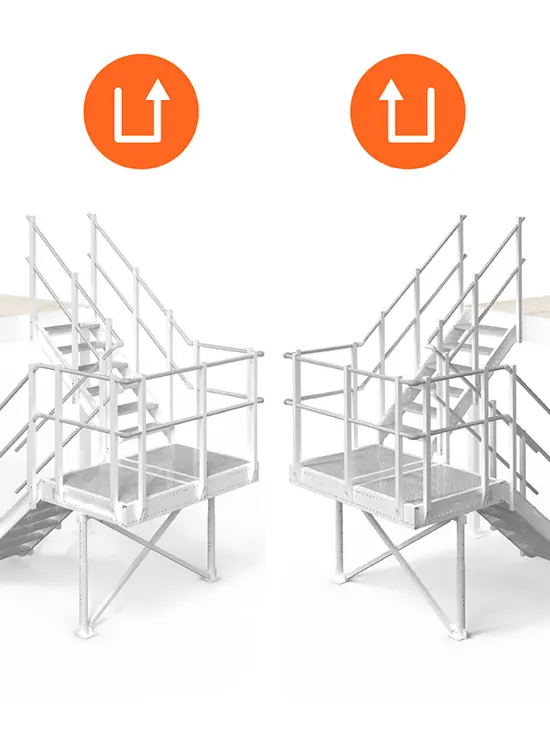 Scala Comoda 42° a U con pianerottolo 