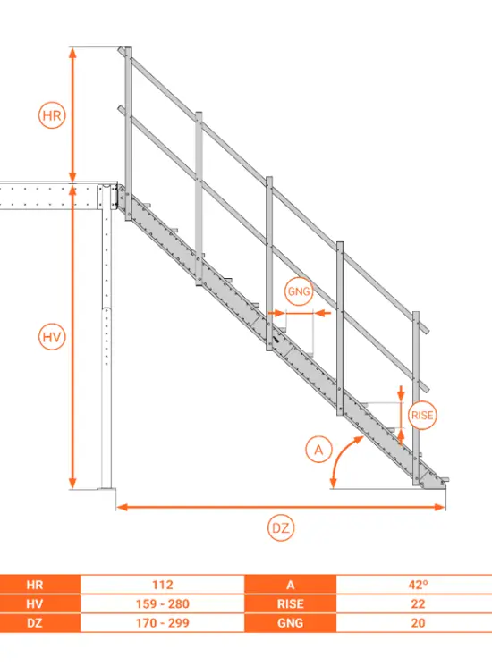 Scala Comoda 42° Gradini in Acciaio