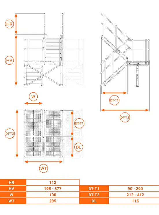 Scala Comoda 42° a U con pianerottolo 