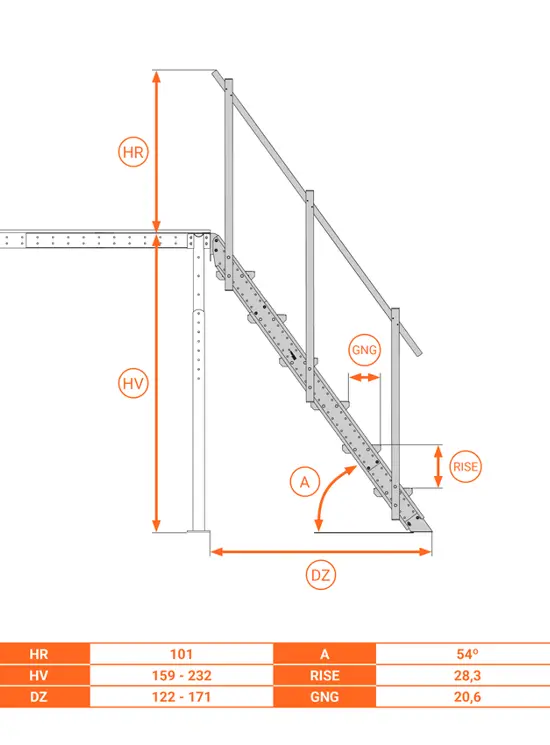 Scala Comoda 54° Gradini in legno