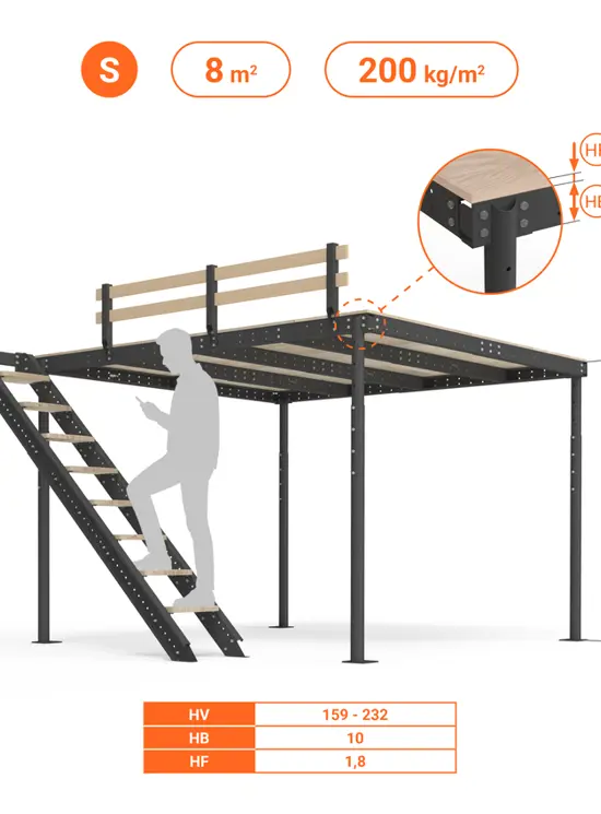 SOPPALCO IN ACCIAIO TS8 LOFTBED