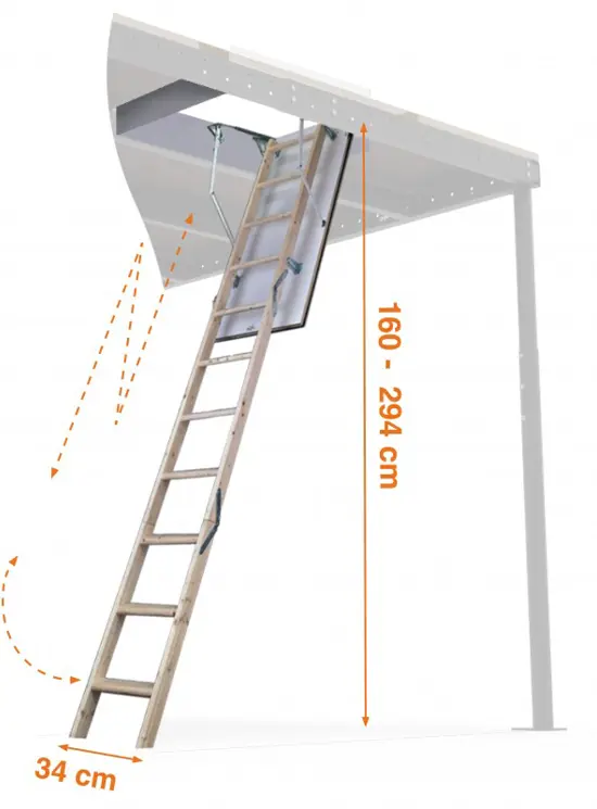 Inklapbare houten trap voor plafonds